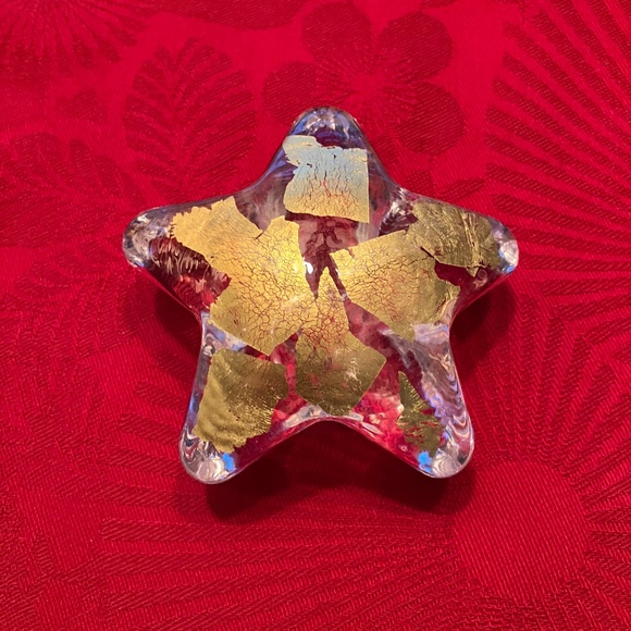 ROBERT HELD ART GLASS STAR PAPERWEIGHT GOLD HANDMADE VINTAGE - Picture 5 of 7